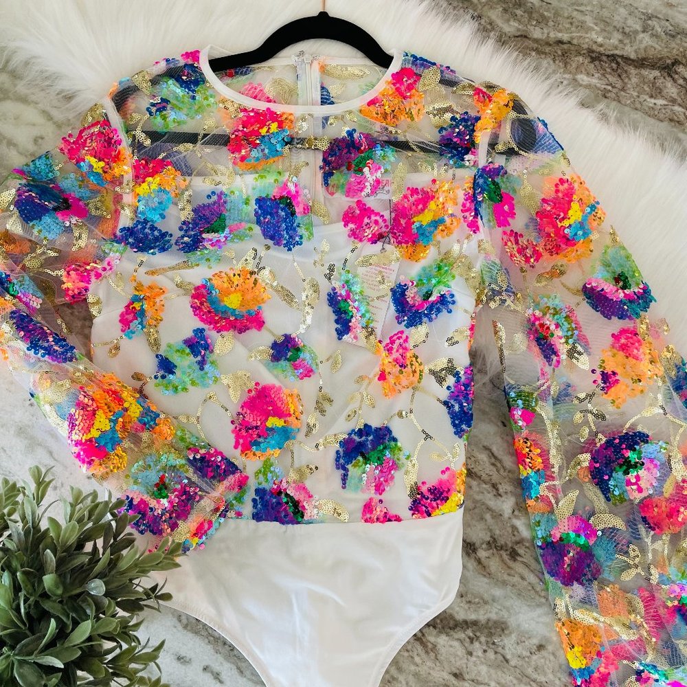 Southern Fried Chics Sequin Bodysuit NWT